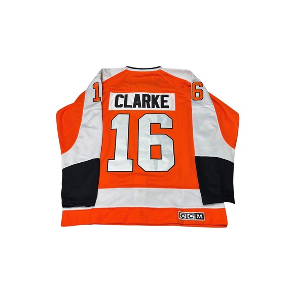CCM Vintage Philadelphia Flyers Bobby Clarke 16 Jersey Mens 48 Orange NHL - Picture 5 of 8